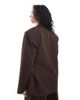 Collusion Collusion tailored oversized belt detail blazer in chocolate -set-Brown - 4