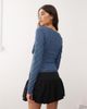 Collusion COLLUSION textured slash neck top in blue gingham-Multi - 2
