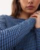 Collusion COLLUSION textured slash neck top in blue gingham-Multi - 4
