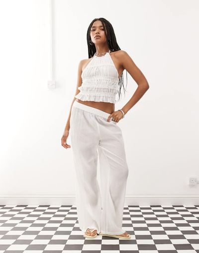 Collusion COLLUSION textured wide leg pants - part of a set-White