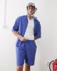 Collusion COLLUSION textured woven shorts in blue stripes-Gray - 1
