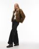 Collusion COLLUSION tipped faux fur short jacket in brown - 2