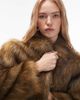 Collusion COLLUSION tipped faux fur short jacket in brown - 4