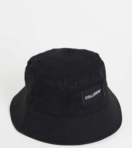 Collusion COLLUSION Unisex bucket hat with logo patch-Black