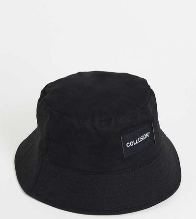 Collusion COLLUSION Unisex bucket hat with logo patch-Black
