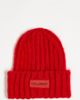 Collusion COLLUSION Unisex fluffy yarn beanie with tonal logo in red - 1
