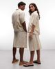 Collusion COLLUSION Unisex grid plaid oversized beach jorts in neutral - 2