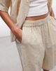 Collusion COLLUSION Unisex grid plaid oversized beach jorts in neutral - 3
