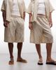 Collusion COLLUSION Unisex grid plaid oversized beach jorts in neutral - 4