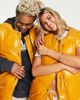 Collusion COLLUSION Unisex high shine collarless oversized padded vest in mustard-Yellow - 2