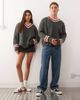 Collusion COLLUSION Unisex knitted v neck sweater in gray with red detail - 2
