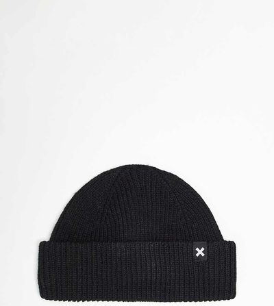 Collusion COLLUSION Unisex logo fisherman beanie in black