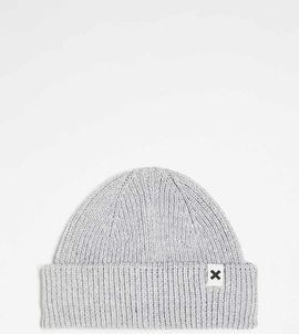 Collusion COLLUSION Unisex logo fisherman beanie in gray heather