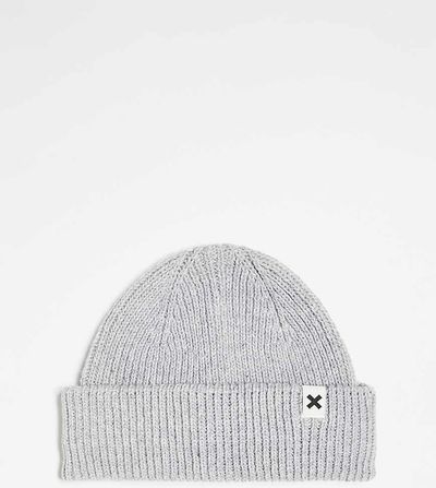 Collusion COLLUSION Unisex logo fisherman beanie in gray heather