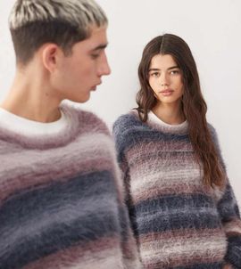 Collusion COLLUSION Unisex long sleeve striped sweater-Multi