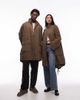 Collusion COLLUSION Unisex longline barn jacket in khaki-Green - 1
