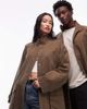 Collusion COLLUSION Unisex longline barn jacket in khaki-Green - 2