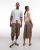 Collusion COLLUSION Unisex longline jorts in brown - 1