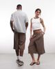 Collusion COLLUSION Unisex longline jorts in brown - 2