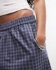 Collusion COLLUSION Unisex longline shorts in blue check - 3