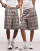 Collusion COLLUSION Unisex longline shorts in brown check - 2