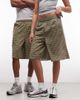 Collusion COLLUSION Unisex longline shorts in green gingham - 2