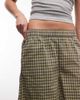 Collusion COLLUSION Unisex longline shorts in green gingham - 3