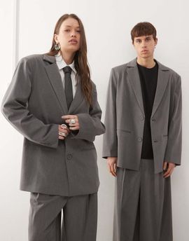 Collusion COLLUSION Unisex oversized blazer in charcoal - part of a set-Gray