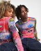 Collusion COLLUSION Unisex printed mesh long sleeve T-shirt-Multi - 2