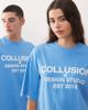 Collusion COLLUSION Unisex t-shirt in blue with central logo print in white - 1