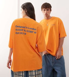 Collusion COLLUSION Unisex T-shirt in orange with back print