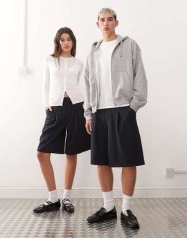 Collusion Collusion Unisex tailored jorts in pinstripes-Multi