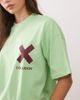 Collusion COLLUSION Unisex X logo T-shirt in green with burgundy print - 2