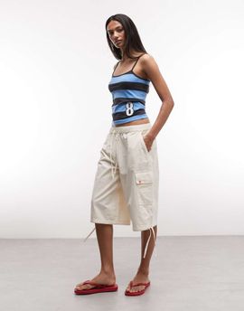 Collusion COLLUSION utility cargo jorts in ecru-White
