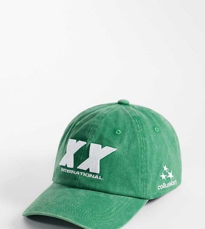 Collusion COLLUSION washed embroidered cap in green