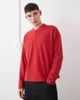 Collusion COLLUSION washed heavyweight pique long sleeve boxy oversized Henley in red - 1