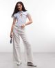 Collusion COLLUSION wide leg linen look pants in white - 2