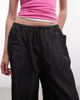 Collusion COLLUSION wide leg skinny tie waist baggy pants in charcoal chambray-Navy - 3