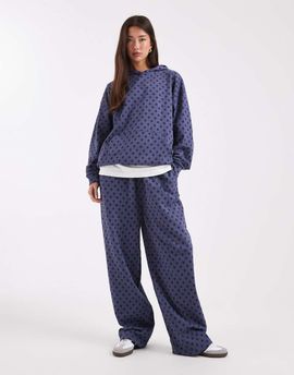 Collusion COLLUSION wide leg sweatpants in blue polka dot-Multi
