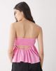 Collusion COLLUSION woven bandeau top with shirred back in pink - 4