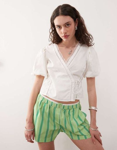 Collusion COLLUSION wrap front top-White