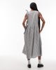 Collusion COLLUSION wrap tie detail midi dress in gray and white stripes - 2