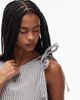 Collusion COLLUSION wrap tie detail midi dress in gray and white stripes - 3