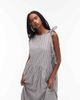 Collusion COLLUSION wrap tie detail midi dress in gray and white stripes - 4
