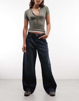 Collusion COLLUSION X001 antifit mid rise jean in mid slubby wash-Blue