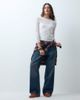 Collusion COLLUSION X001 antifit mid rise jeans in dark grunge wash-Blue - 1