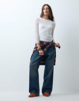 Collusion COLLUSION X001 antifit mid rise jeans in dark grunge wash-Blue