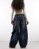 Collusion COLLUSION X006 XL balloon low rise jeans in dark blue grunge wash-Navy - 3