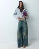 Collusion COLLUSION X007 XL baggy adjustable low rise jeans in grunge worn wash-Green - 1