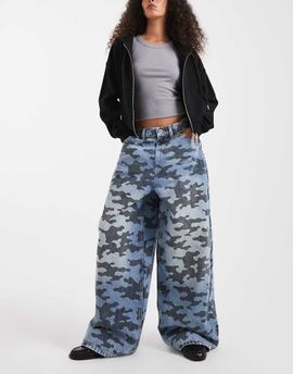 Collusion COLLUSION X007 XL baggy low rise jeans in camo-Multi